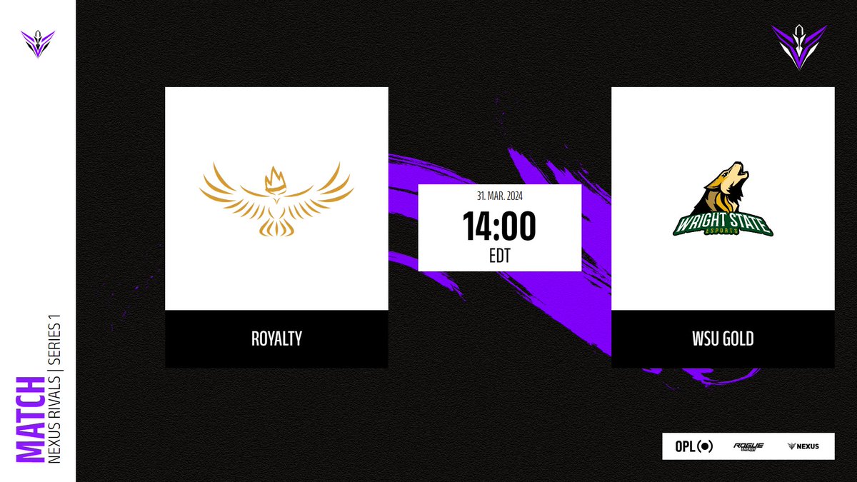 Come watch the Finale at 02:00pm EDT #Royalty will play against #WSUGOLD in Nexus Rivals | Series 1, by <a href="/Nexus_ValGG/">Nexus Valorant</a> .

Twitch: twitch.tv/nexusvalgg
▶️ opleague.pro/match/36429-Ro… 

#NexusRivals #OPLInstantGraphics