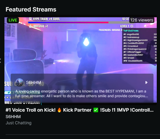 S6HHM's tweet photo. THIS IS THE GREATEST FEELING EVER... 💚

I AM THE NUMBER ONE STREAMER ON KICK FEATURED! https://t.co/bjnV1u1Rys