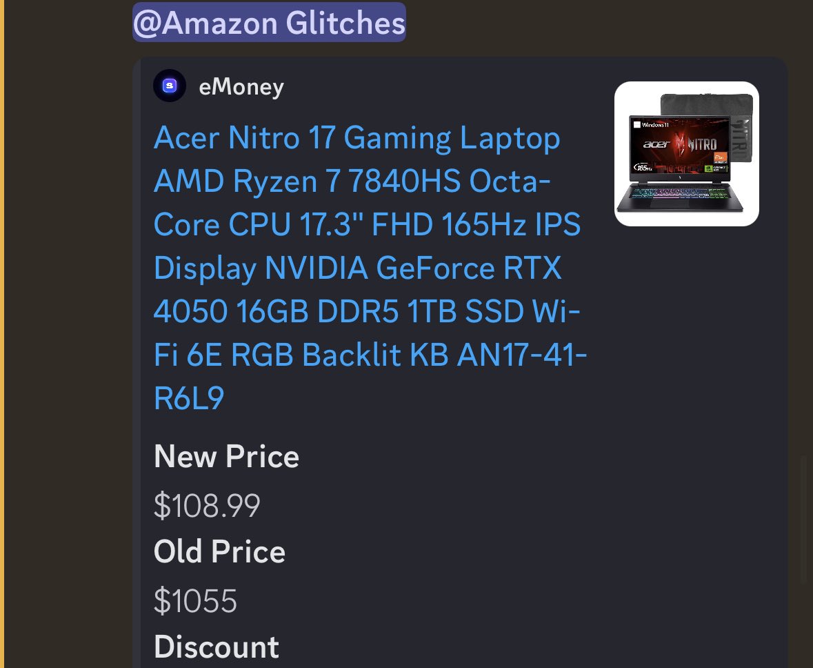 GAMING LAPTOP GLITCH 90% OFF 🤯

OUR SCANNER FOUND THIS GREAT DEAL AND IS WORKING RIGHT NOW

RT+LIKE THIS FAST TO GET DM 🙌