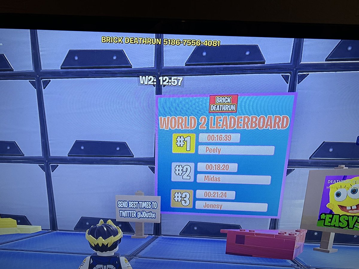 sav2667's tweet photo. @JDuthx Hey J…here’s a screenshot of my other half #BrickDeathrun With a winning time of 12.57 #Ozzyb1975 https://t.co/az65KzkAPa