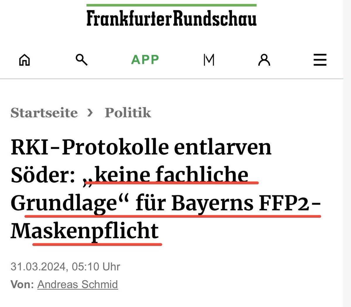 Im Januar 2021 wird in Bayern eine FFP2-Maskenpflicht verhängt. Entgegen den Empfehlungen des RKI. Es gab zu keiner Zeit eine Evidenz für diese Maskenpflicht. #RKIFiles Diese Maßnahme war vermutlich eine politische Entscheidung des bayerischen Ministerpräsidenten und der…