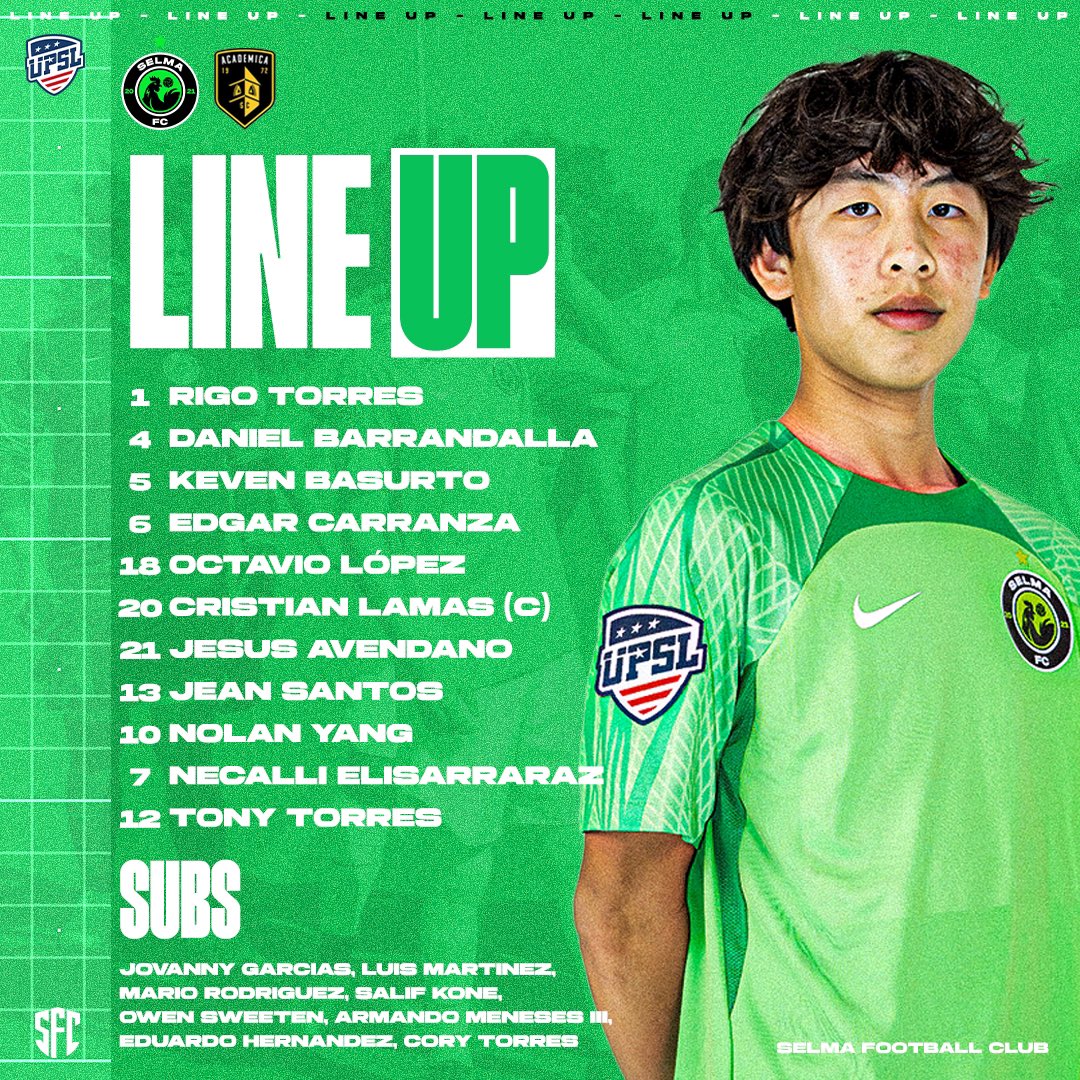 Lineup for todays match 💚

#fresno #selma #kingsburg #fowler #orosi #dinuba #clovis #valley #centralvalley #soccer