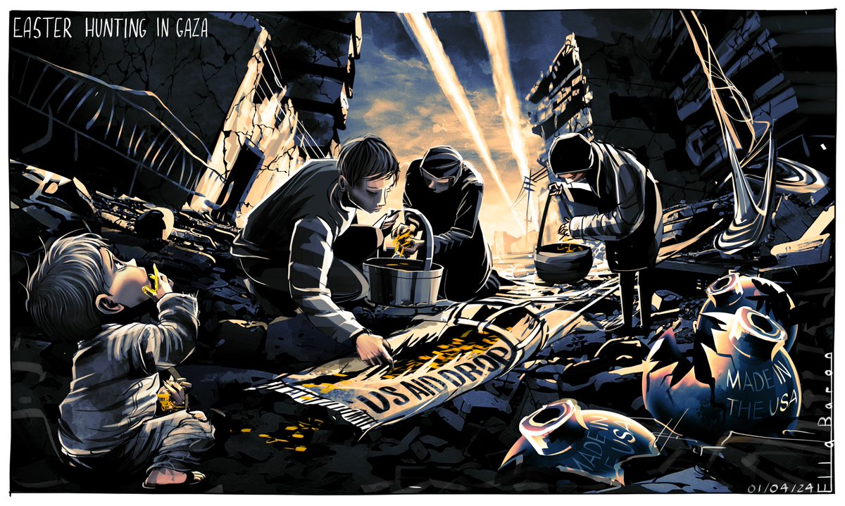 Monday's @guardian cartoon theguardian.com/commentisfree/… #Easter #Gaza #GazaFamine