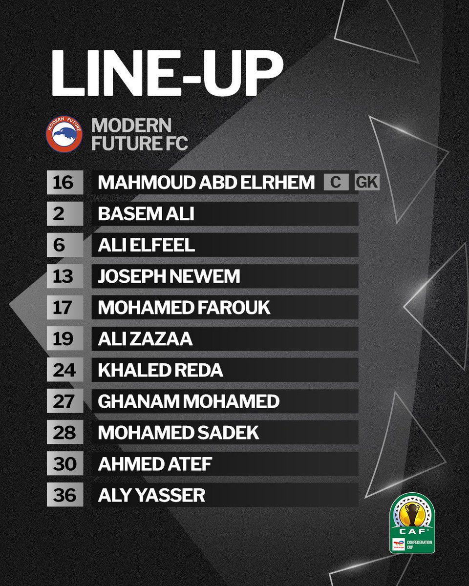 CAFCLCC_fr's tweet photo. Le onze de départ du Modern Future FC et celui du Zamalek SC est le suivant. 📋
#TotalEnergiesCAFCC | #MFCZSC https://t.co/3QSb6wzCe1