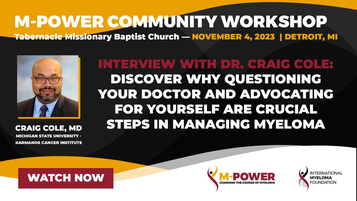 Join Dr. Craig Cole, myeloma physician at Karmanos Cancer Institute, to discover why questioning your doctor and advocating for yourself are crucial steps in managing #myeloma. youtu.be/7Zi8x4XVlXY #IMFMPOWER