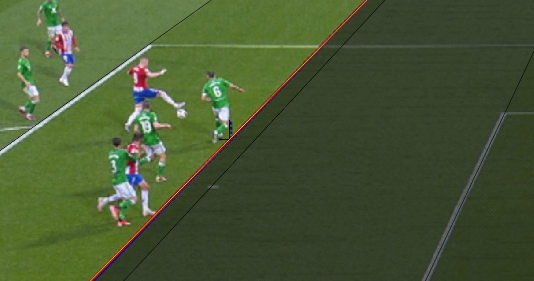 LaLigaenDirecto's tweet photo. 🚨🚨🚨 Analizado el tercer gol del Girona ante el Betis.

SÍ HAY fuera de juego de Christian Stuani cuando toca Artem Dovbyk. La rodilla derecha de Pezzella (parte más atrasada) se proyecta al suelo a la altura de su bota derecha equivocadamente, cuando está a la altura de la izquierda.

Además, con las líneas tan gruesas y superpuestas que utiliza el VAR no se aclara.