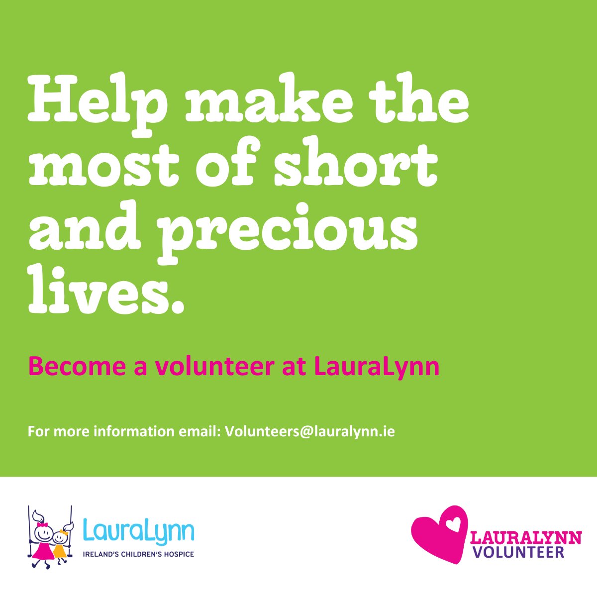 🙌 Hey there! Are you someone looking to make a positive impact? We have some exciting volunteer opportunities available at LauraLynn! 💚 Check out our website for the specific roles we are looking for and apply now. Together, we can make a difference! #volunteer