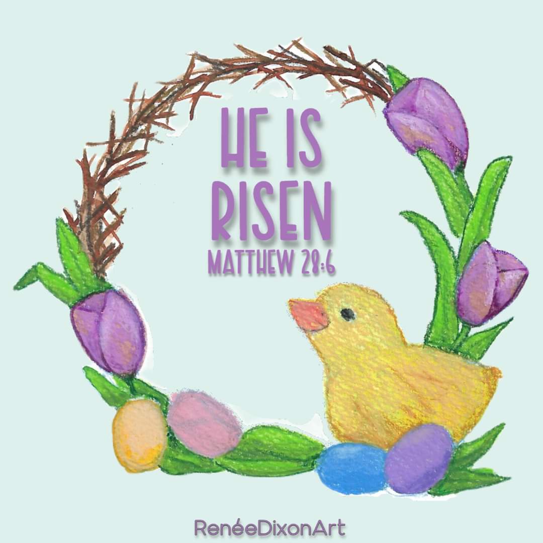 He Is Risen 
- Matthew 28:6

#MyArtWork #Art #Artist #Spring #Easter #Ressurection #RessurectionDay #RessurectionSunday #HeIsRisen #Flowers #Crown #MatthewTwentyEightSix #RenéeDixonArt #LowVision #LowVisionArtist #VisuallyImpaired
