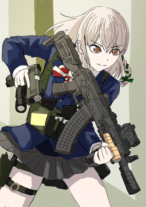 「assault rifle school uniform」 illustration images(Latest)