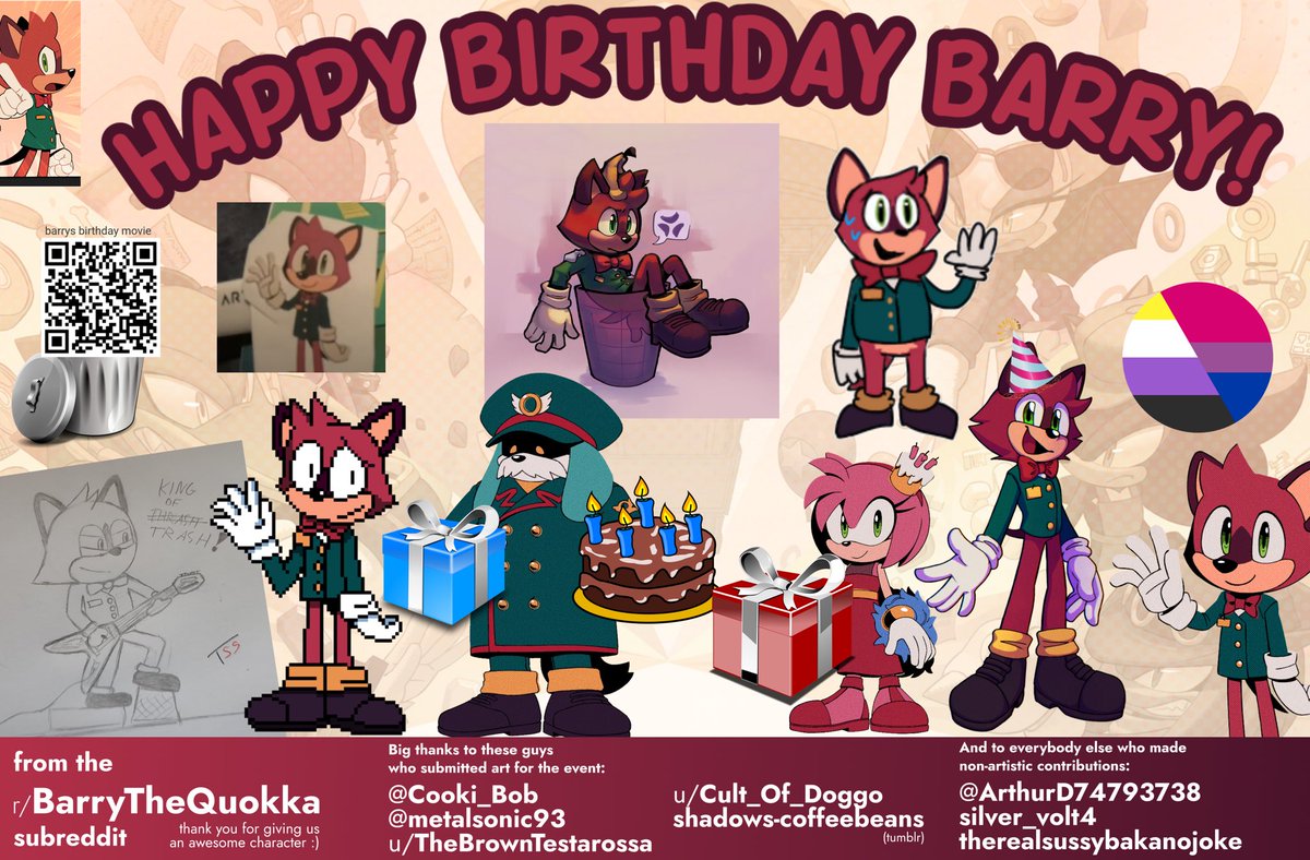 HAPPY BIRTHDAY BARRY! Here's a celebratory birthday card we made on the r/BarryTheQuokka Discord Server over the past few months. Thank you to everyone who contributed and to @deegeemin for creating an awesome character. We love you Barry!