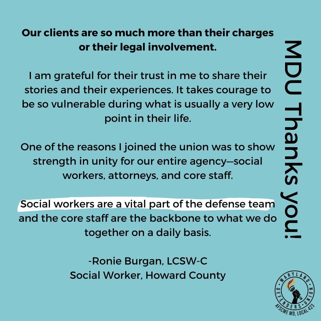 MDDefenderUnion's tweet image. #SocialWorkMonth #FundPublicDefense