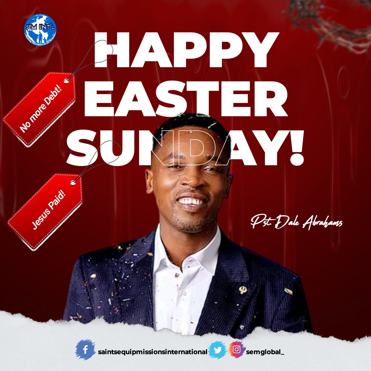 SEMGLOBAL_'s tweet photo. Celebrate
Jubilate
Appreciate
And keep making Jesus proud!!

#semglobal_
#HappyEaster 
#PastorDaleAbrahams

... Making Disciples Of All Nations... https://t.co/6r8mRg9kEW