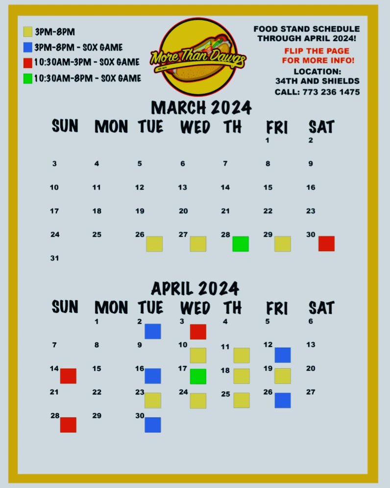 MoreThanDawgs's tweet photo. Schedule through April! https://t.co/z17XPxKQ9Y