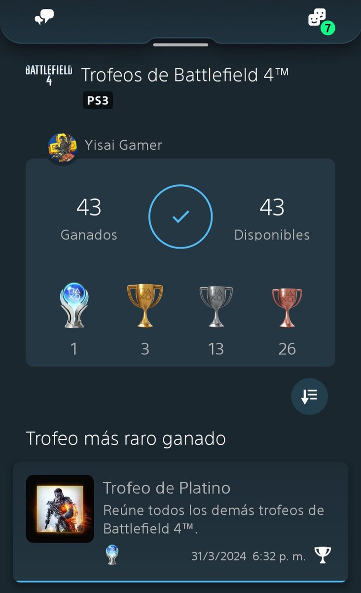 YisaiGamer's tweet image. No me di por vencido y ya tengo el platino 🏆 de #Battlefield4 en #PS3 ahora a piñón con el #Battlefield2042 🎮 estoy que no me lo creo 😅