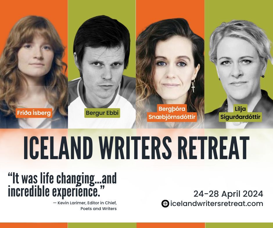 A rare treat to have such esteemed Icelandic authors together in one retreat! Join Frida Isberg, @BergurEbbi , Bergþóra Snæbjörnsdóttir, @lilja1972 , and more incredible authors for an unforgettable writers' retreat in Reykjavik! buff.ly/48A26Ow #nordicnoir #icelandlit
