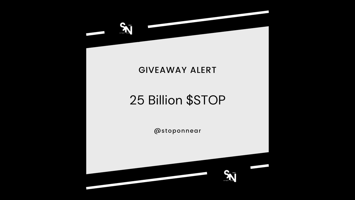 stoponnear's tweet photo. 🚨 GIVEAWAY ALERT 🚨

We're sharing 25 Billion $STOP with 10 lucky winners! 🎉

To enter:
1. Like and retweet this tweet ❤️🔁
2. Join our Telegram group: https://t.co/IoZRKLbRDE
3. Follow @stoponnear &amp; @intelnear 🚀

Hurry! You have 48 Hrs! ⏳

Join now, Ruggers! https://t.co/ooNtLkwoIC
