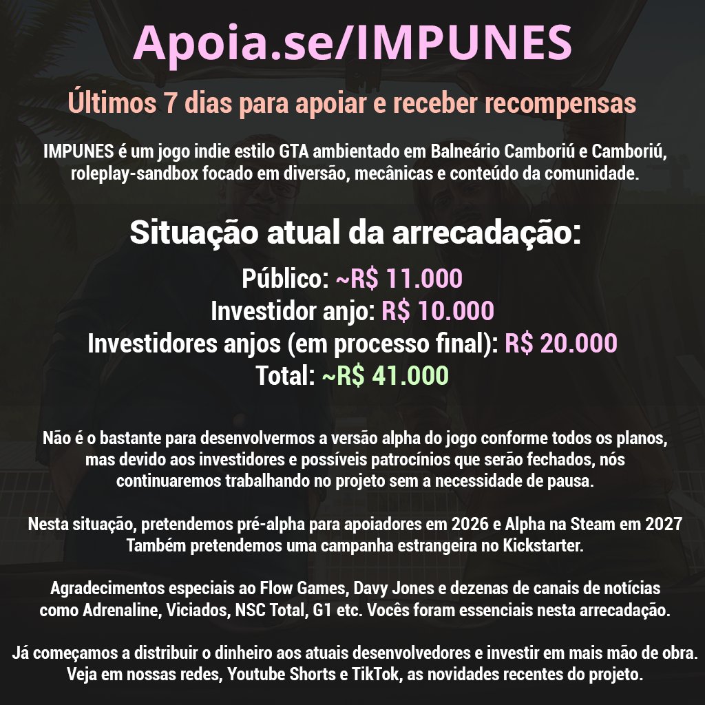 IMPUNES | Jogo está na semana final de financiamento e estúdio apresenta grandes novidades!