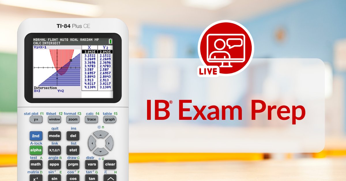 Get students ready for the IB® Exams! 📝 We'll share ready-to-use, IB-style questions and how a TI graphing calculator helps students save time and avoid mistakes! ⏰ 💯 #math #iteachmath #edtech #testprep #IBexam Register: Tuesday, April 2 at 7 p.m. CT bit.ly/49i1MUH