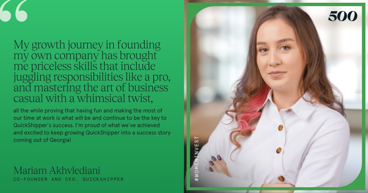 Mariam Akhvlediani, Co-Founder & CEO of QuickShipper, reflects on her journey balancing responsibilities while enjoying every moment. With pride in QuickShipper's success, she emphasizes the joy found in making the most of her time. #WomenInvest #InvestinWomen