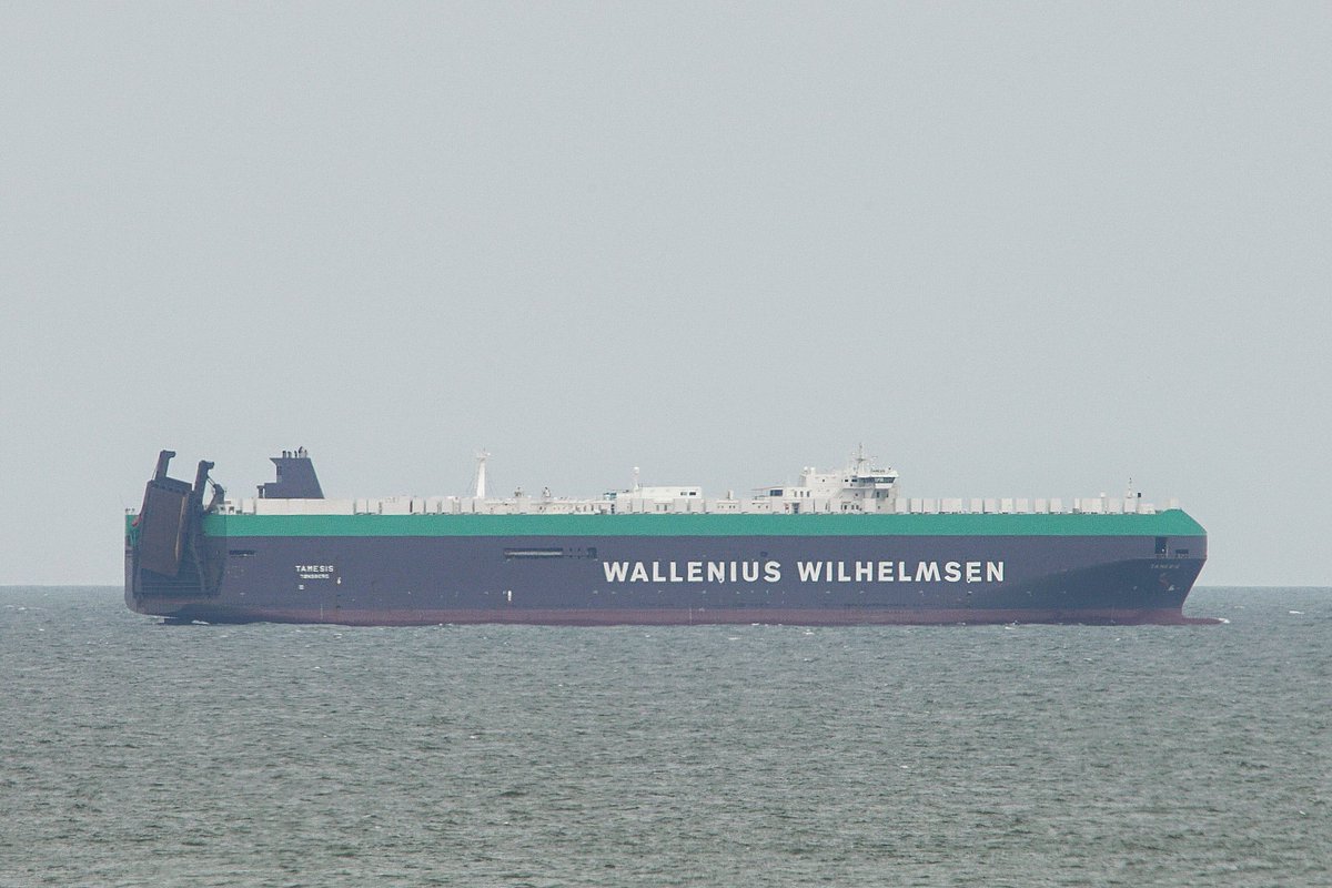 The TAMESIS, IMO:9191307 leaving Newport News, Virginia, en route to Savannah, Georgia USA, flying the flag of the Norway 🇳🇴. This is a reroute from Baltimore, Maryland. #WalleniusWilhelmsen #VehicleCarrier #Tamesis #ShipsInPics