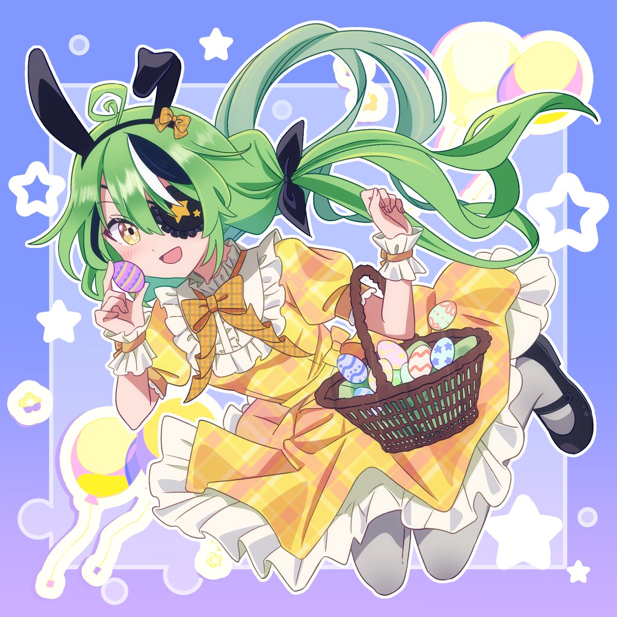 DrLollime's tweet photo. Happy Easter everyone! I hope you have great holiday and you eat lots of chocolate eggs and chocolate bunnies! Or real eggs and bunnies, I don't judge! ^w^

Drawing by @o_tz4, commissioned through Skeb #LimeArt https://t.co/8IaNwEgcFa