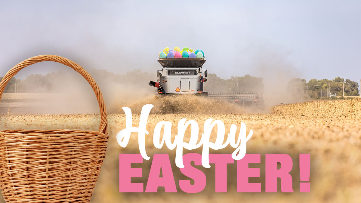 The only thing harder than finding Easter eggs, is finding grain loss behind a Gleaner. 👀 Happy Easter from the Gleaner Team! 🐣 #GoGleaner