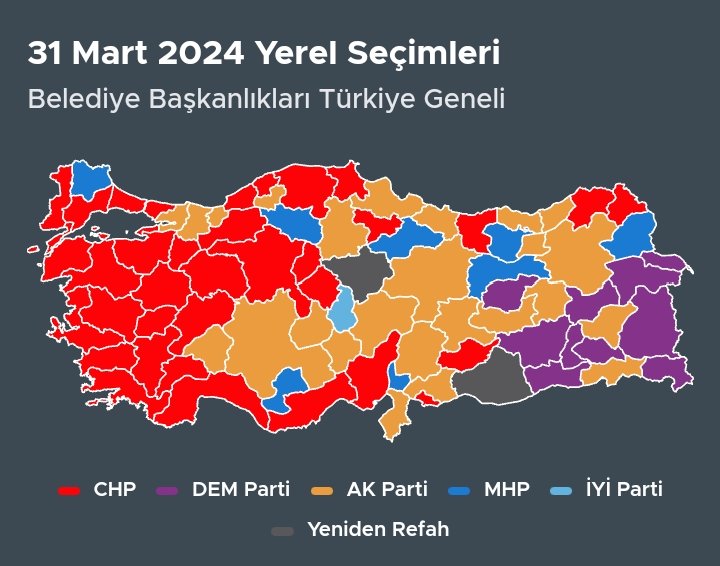 TÜRKİYE GENELİ haritaya bakınca bu durum tepki oyları olduğunu katılım sayısı ilede göstermekte. Recep Tayyip Erdoğan son seçim diye işi oluruna bırakmadı ama halk özellikle de emekliler tepkilerini gösterdi. Yavuz Aliağıroğlu sözü doğru çıktı sanki. Sandığa gitmedi seçmen