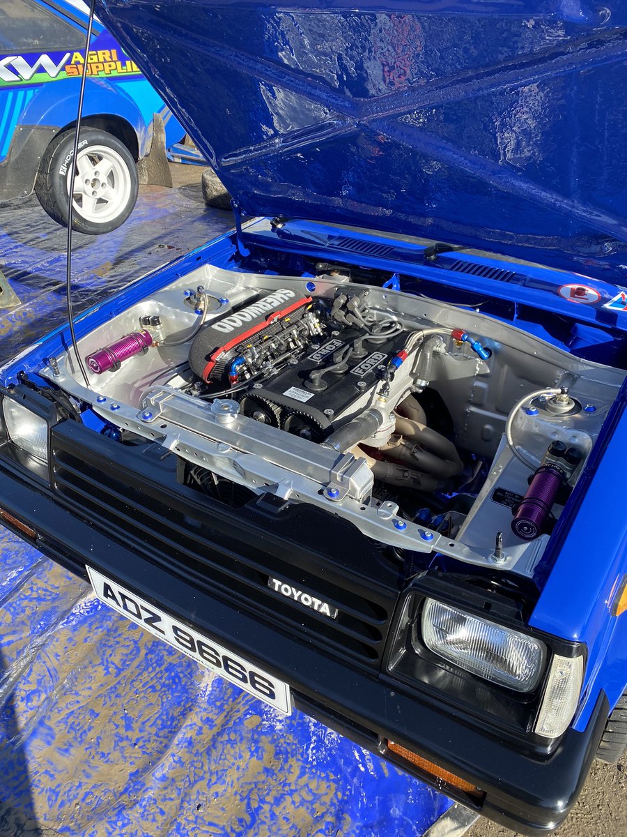 McElhinneyGary's tweet image. After 6 years @pmvwoodcraft had the helmet back on the Circut of Ireland Rally in the cool @DenMotorsport built Starlet.. A diff issue meant we had to pull out but a hopefully a quick fix and and she will go again. #toyota #starlet #rwd #rally #circut