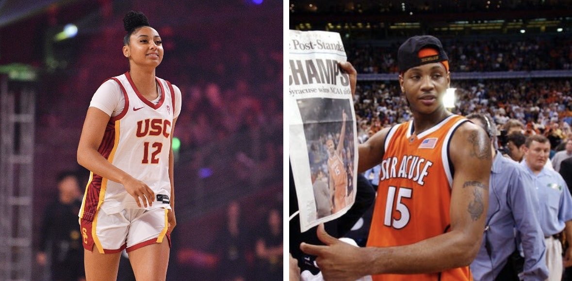 Freshman superstar Juju Watkins’ ⁦<a href="/Jujubballin/">JUJU WATKINS</a>⁩ historic NCAA tournament run has a similar vibe to  ⁦<a href="/carmeloanthony/">Carmelo Anthony</a>⁩ propelling Syracuse to the chip as a freshman.