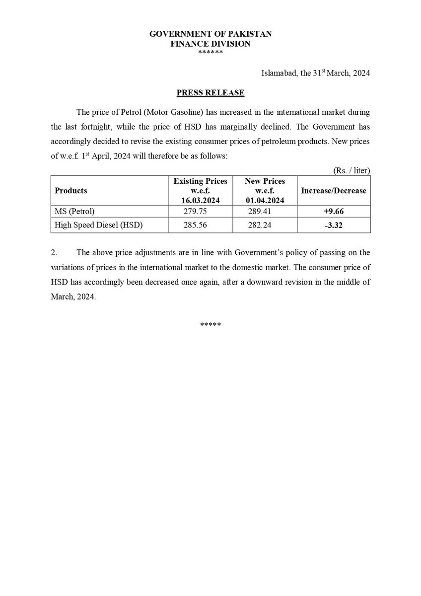 ChughtaiEstate's tweet photo. Petrol new prices of w.e.f 1st April, 2024.

Learn More: https://t.co/rj5YxAgjUe https://t.co/GuGL2SrFec