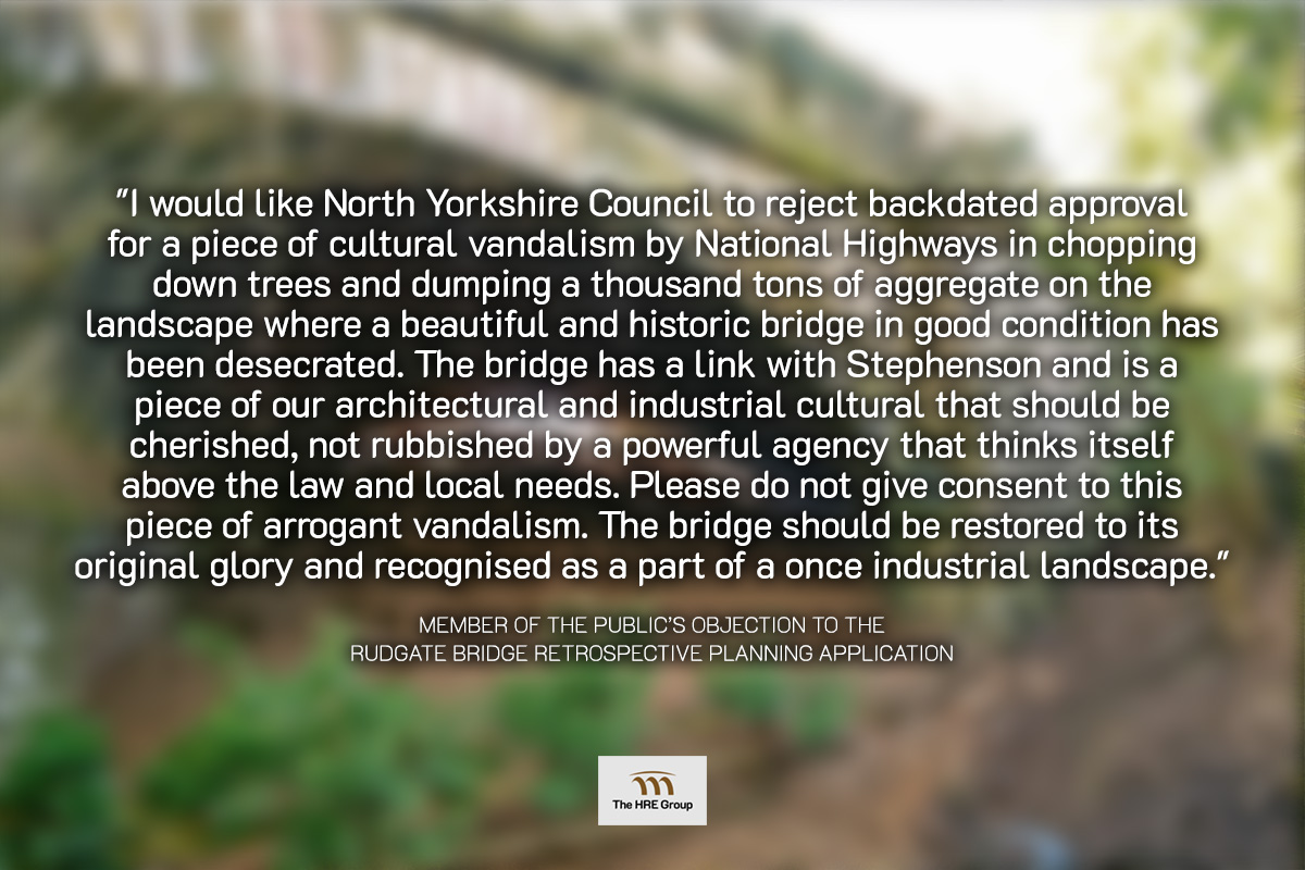 theHREgroup's tweet photo. Yup, that pretty much says it.
The consultation deadline for comments on @NationalHways retrospective planning to retain the infill at #RudgateBridge is tomorrow.
Please make your voice heard, like John did so eloquently.
Here's how...
https://t.co/iQhWf7nd4O https://t.co/8FOqbrjZ4P