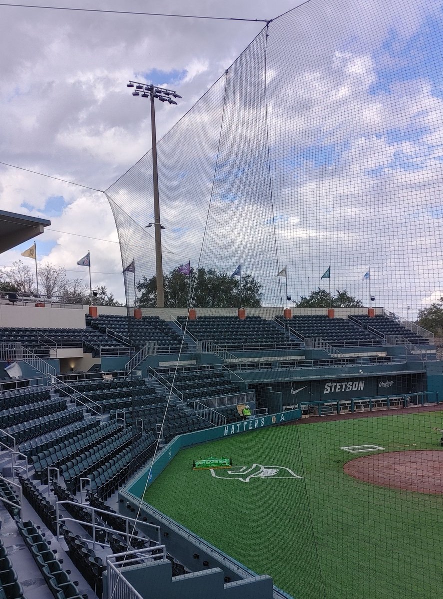 Hats off 🤠 to this awesome Backstop Netting we did for Stetson Baseball! 🔥 We are Improving Programs One Facility at a Time! 📈