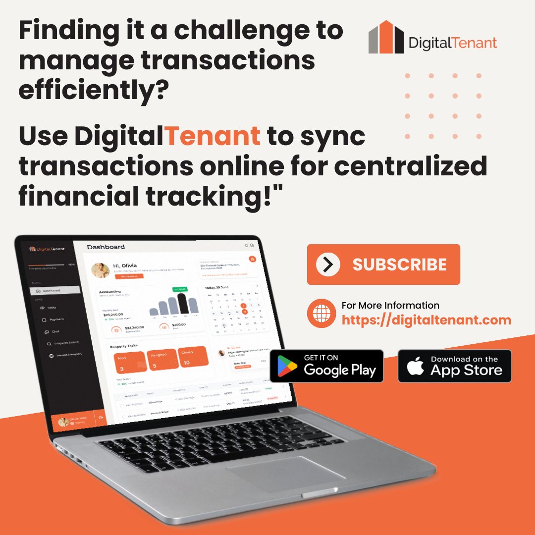digitaltenant's tweet photo. Struggling with transaction management? 
Use DigitalTenant to sync transactions online for centralized financial tracking! 

Simplify your process and stay on top of your finances.

Sign up today!➡️ https://t.co/wsuKTGgoZu

#DigitalTenant #Startup #propertymanagementsoftware #fyp https://t.co/P6S2OOkTvJ