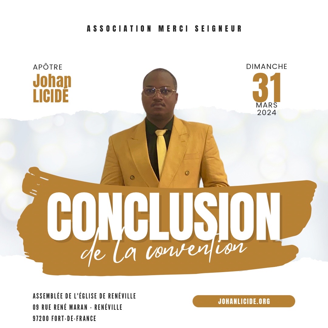 Je serai également à 16h00, à l’assemblée de l’Église de Renéville, pour la clôture de notre 37ème convention en Martinique qui cette année est sur le thème de la consécration.

-  #evangelisation  #Dieu #jesuschrist  #bible #amour #saintété #christ #paroledeDieu #f #Martinique