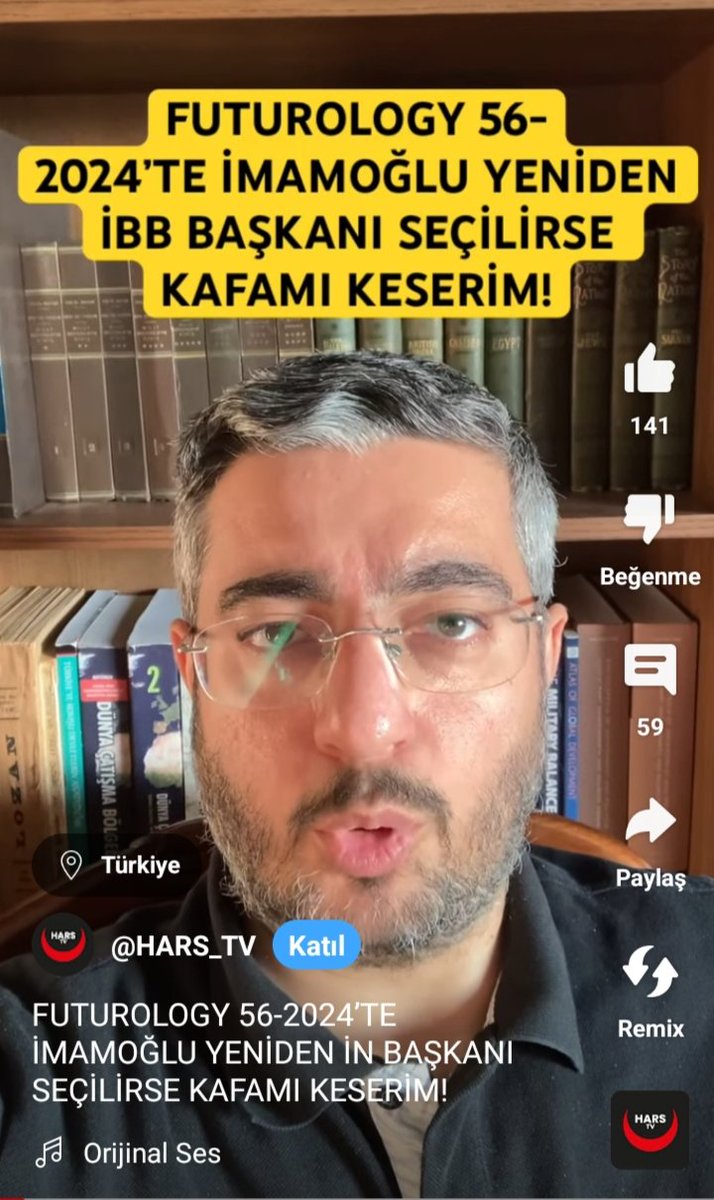 Hayırdır kafan yerinde değil gibi 
İmamoğlu kazanırsa kafamı keserim dediğin için mi?  @Hars_Tv