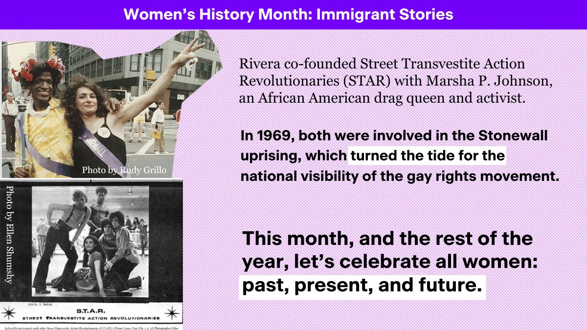 We love Sylvia Rivera 💜 It's International #TransDayOfVisibility and the last day of #WomensHistoryMonth. Trans women with immigrant roots continue to leave their mark on American culture and society. 💐