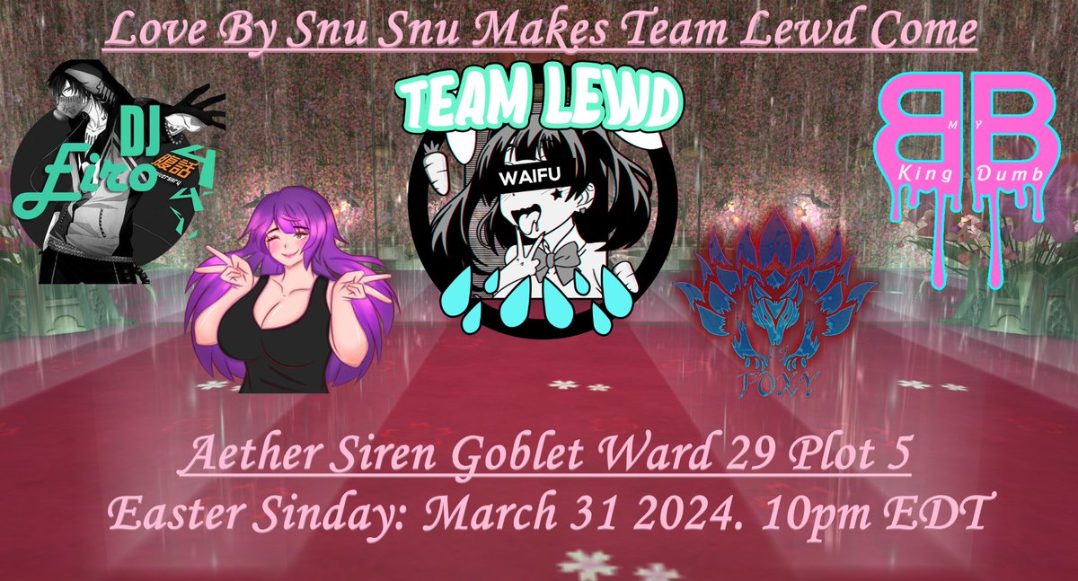 QBewbz's tweet photo. Happy  Easter!! Catch Team Lewd Tonight at Snu Snu Wearing Bunny Outfits! Party Starts at 10PM EST! Aether Siren Goblet Ward 29 Plot 5!

#eastersunday #ffxivclubbing #teamlewd https://t.co/rmn1hTXVqf