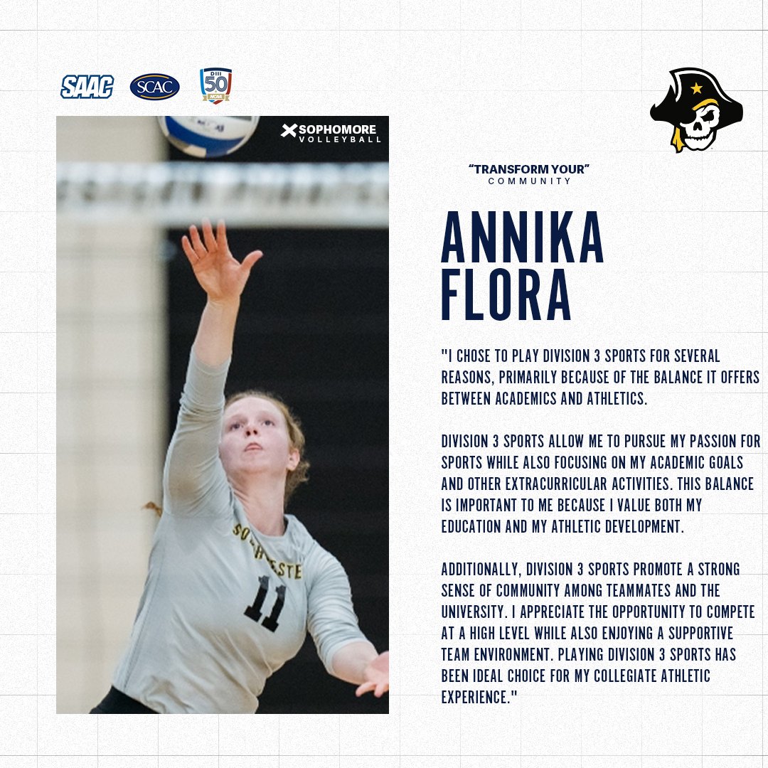 Check out this weekends "Meet the SAAC" athletes, Blake Michalsky of <a href="/USTAthletics/">UST Athletics</a> and Annika Flora of the <a href="/SUPirates/">Southwestern Pirates</a>.

#SCACPride #TransformYour #DIII50