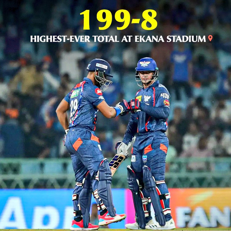 Lucknow Super Giants have set a record for  highest  total at the Ekana Stadium in Lucknow 🔥

 #LSGvsPBKS