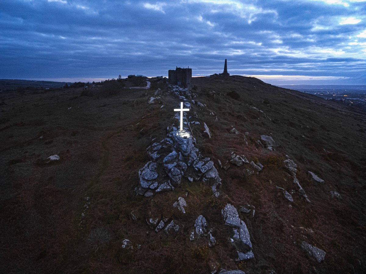 The Easter Cross on Carn Brea. #cornwall #photography #dronephotography #easter2024