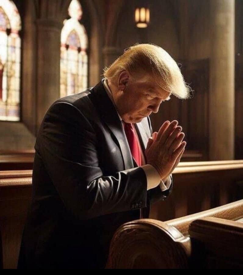 Does anybody have a non-AI image of trump praying? This ai nonsense looks terrible.