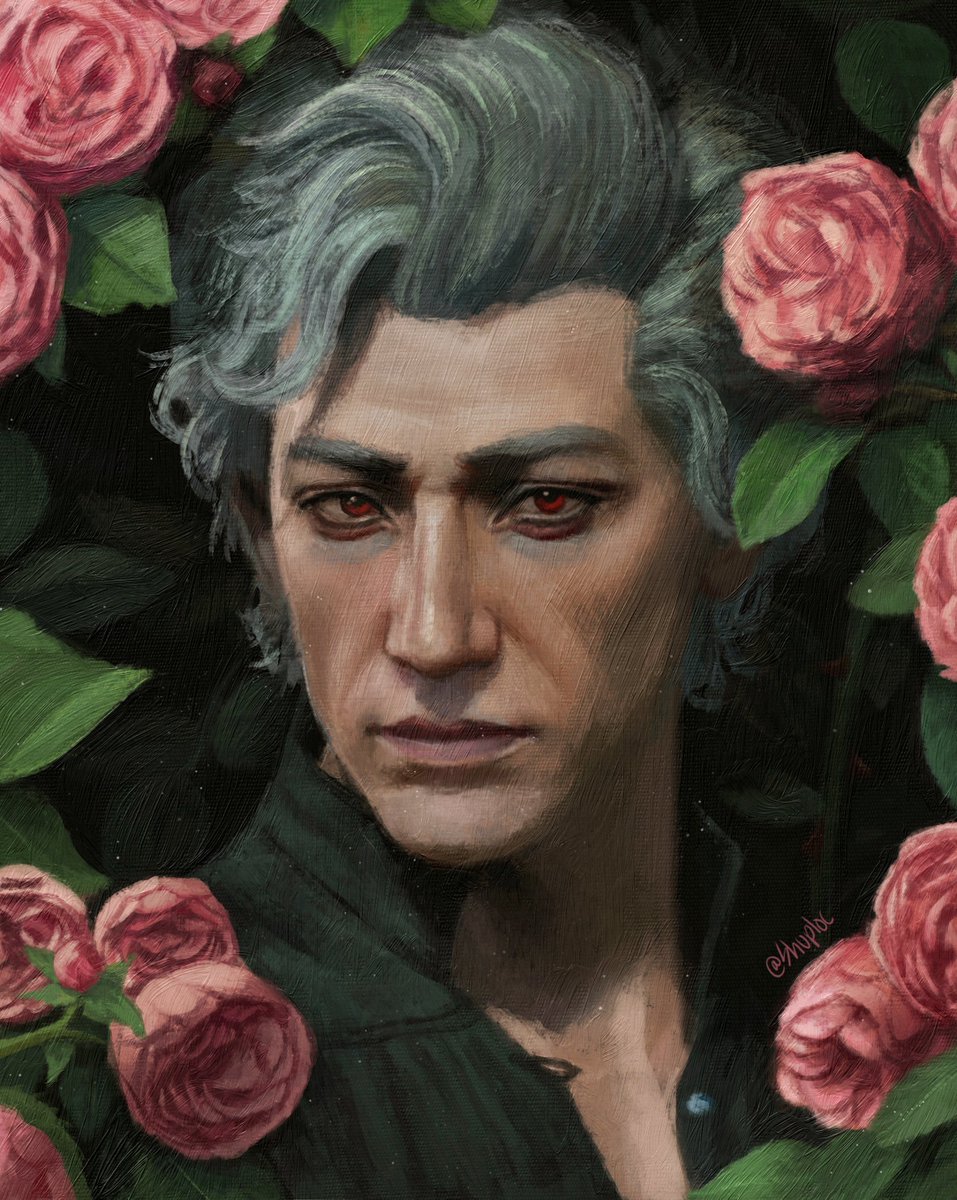 Astarion might not like flowers, but they really do suit him 🌹 #BaldursGate3