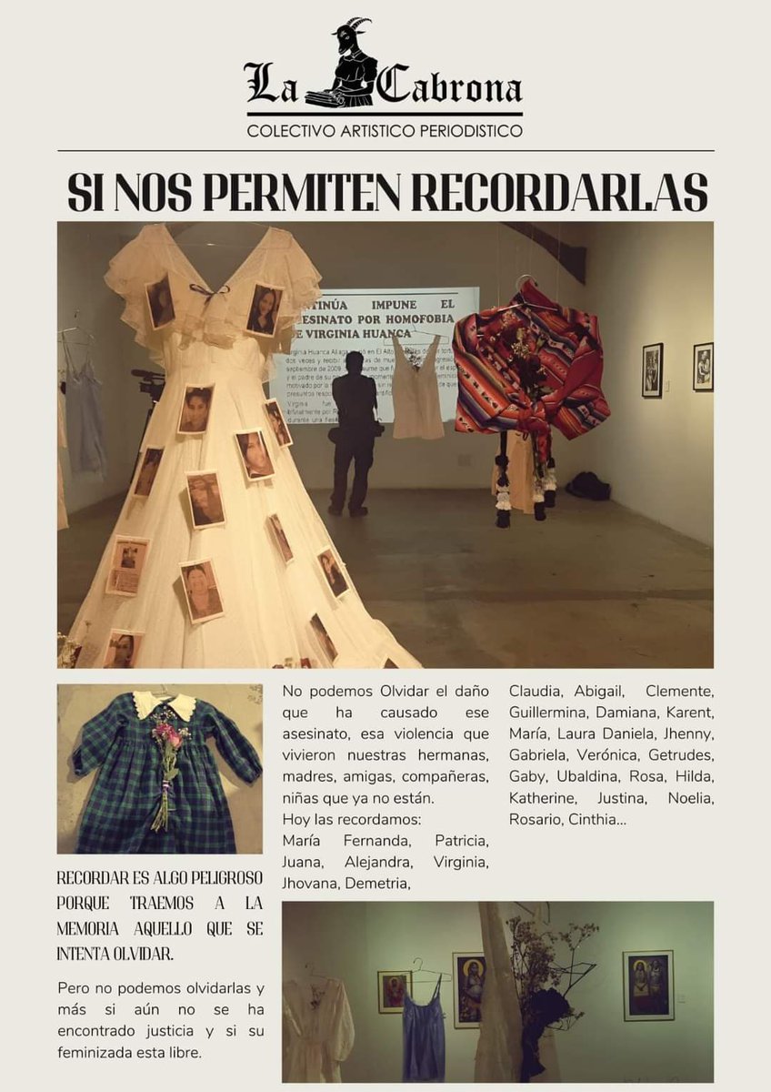 PacoRilda's tweet photo. SI NOS PERMITEN RECORDARLAS
Esta instalación estará en La Paz hasta el 24 de abril en el  Museo Nacional de Arte - MNA en la sala Taypi Qhatu, el ingreso es libre. https://t.co/jy9wYbGL0q