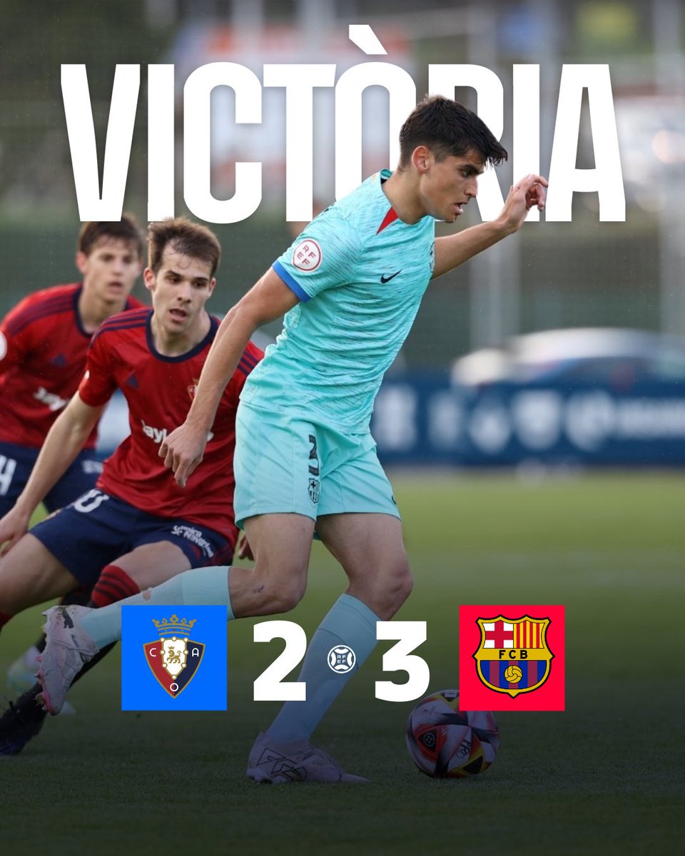 ⌚️ 𝐅𝐈𝐍𝐀𝐀𝐀𝐀𝐀𝐋 💪🏼 Osasuna Promesas 🆚 𝐁𝐚𝐫𝐜̧𝐚 𝐀𝐭𝐥𝐞̀𝐭𝐢𝐜 (2-3) ⚽️ Svensson (9’ i 20’) / Pau Víctor (40’), Moha (84’) i Mikayil (88’) 👏🏼 Remuntada espectacular del filial blaugrana per continuar una enorme ratxa #ForçaBarça 💙❤️