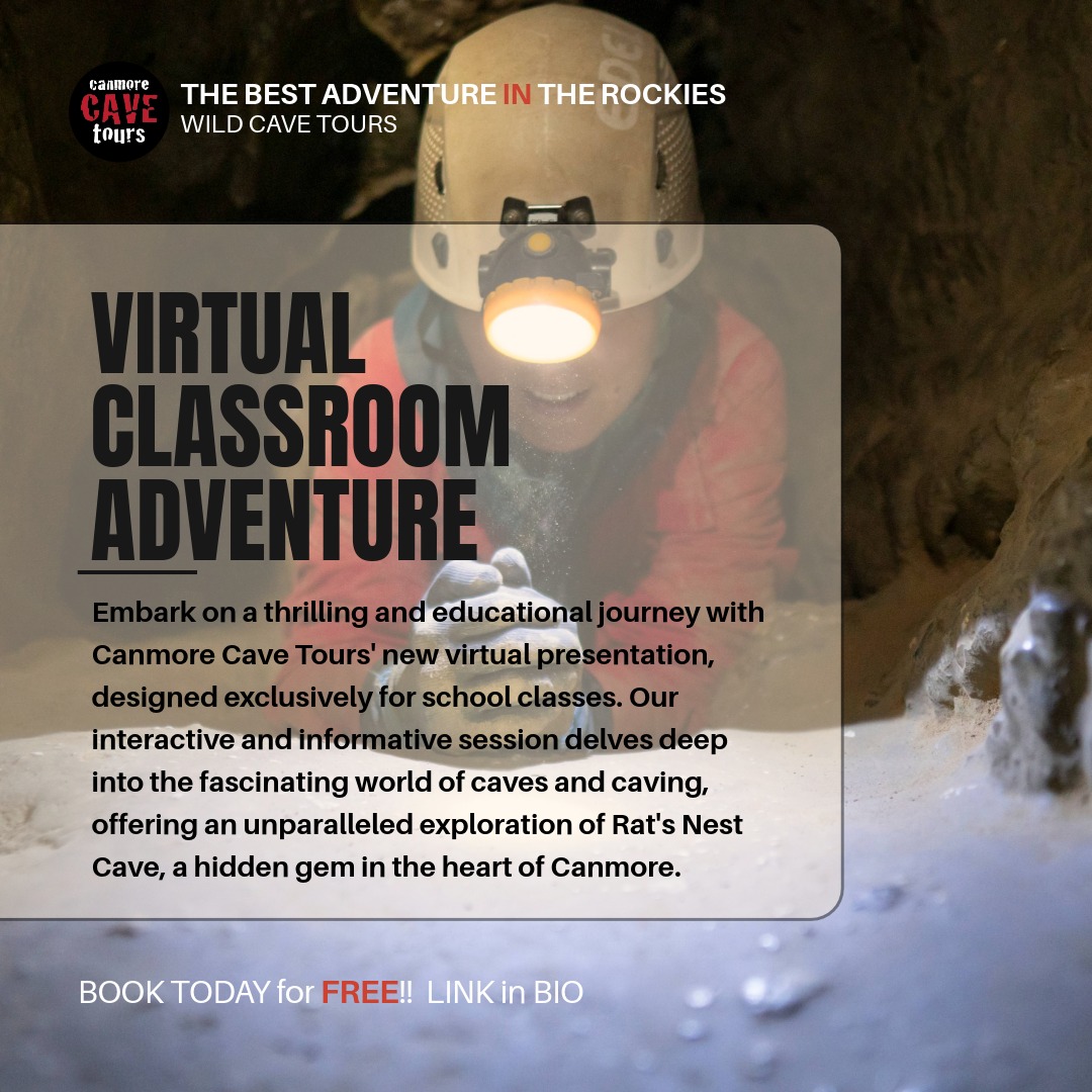 Bring Caving Into Your Classroom Embark on a thrilling and educational journey with @CanmoreCaveTour new virtual presentation, designed exclusively for school classes. canmorecavetours.com/virtual-classr… #GEOEC #OutdoorEd #ABed #Caving #Spelunking #Canmore #BowValley #Alberta #Education