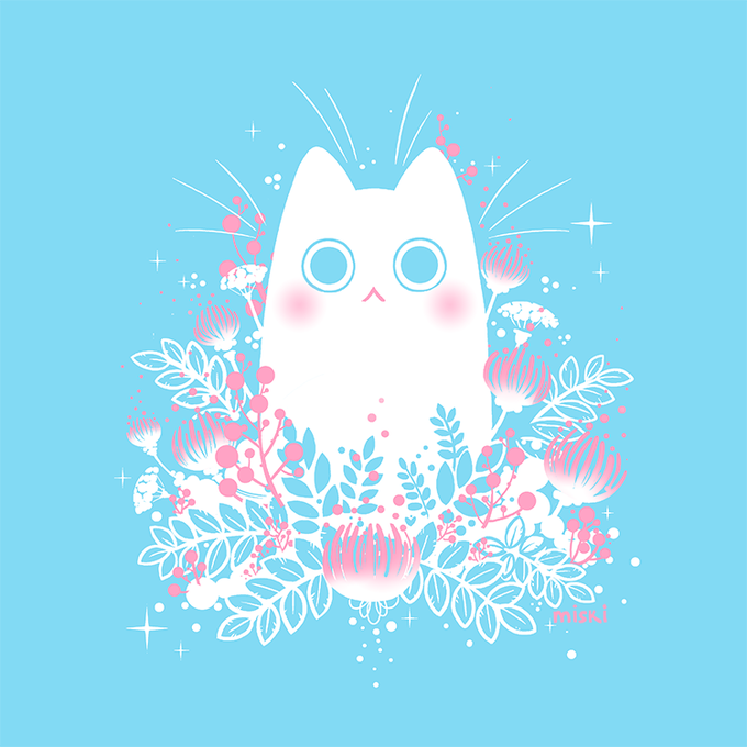 「flower white cat」 illustration images(Latest)