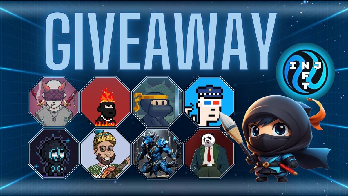 INJNFTExplorer's tweet photo. Hey Ninjas 🥷
Cool new #Giveaway on #Injective

Prizes 57 WL 🎁 :
@INJ_Wolf - 10 WL + 1 OG
@Injective_club - 9 WL + 1 OG
@InjBallzNFT - 6 OG (Free mint) 
@moonwalkers_inj - 5 WL + 2 OG
@GANGSTARNFT_ - 5 WL + 1 OG
@degenmonkeez - 5 WL + 1 OG
@themusiciansnft - 5 WL + 1 OG
@injbbb - 5 WL

To Enter:
1⃣ Follow: @INJNFTExplorer and all NFTs accs
2⃣ Repost + Like + Tag 3 friends

⏰ Results in 48 hrs

#InjectiveNFTs #NFT $INJ #INJ