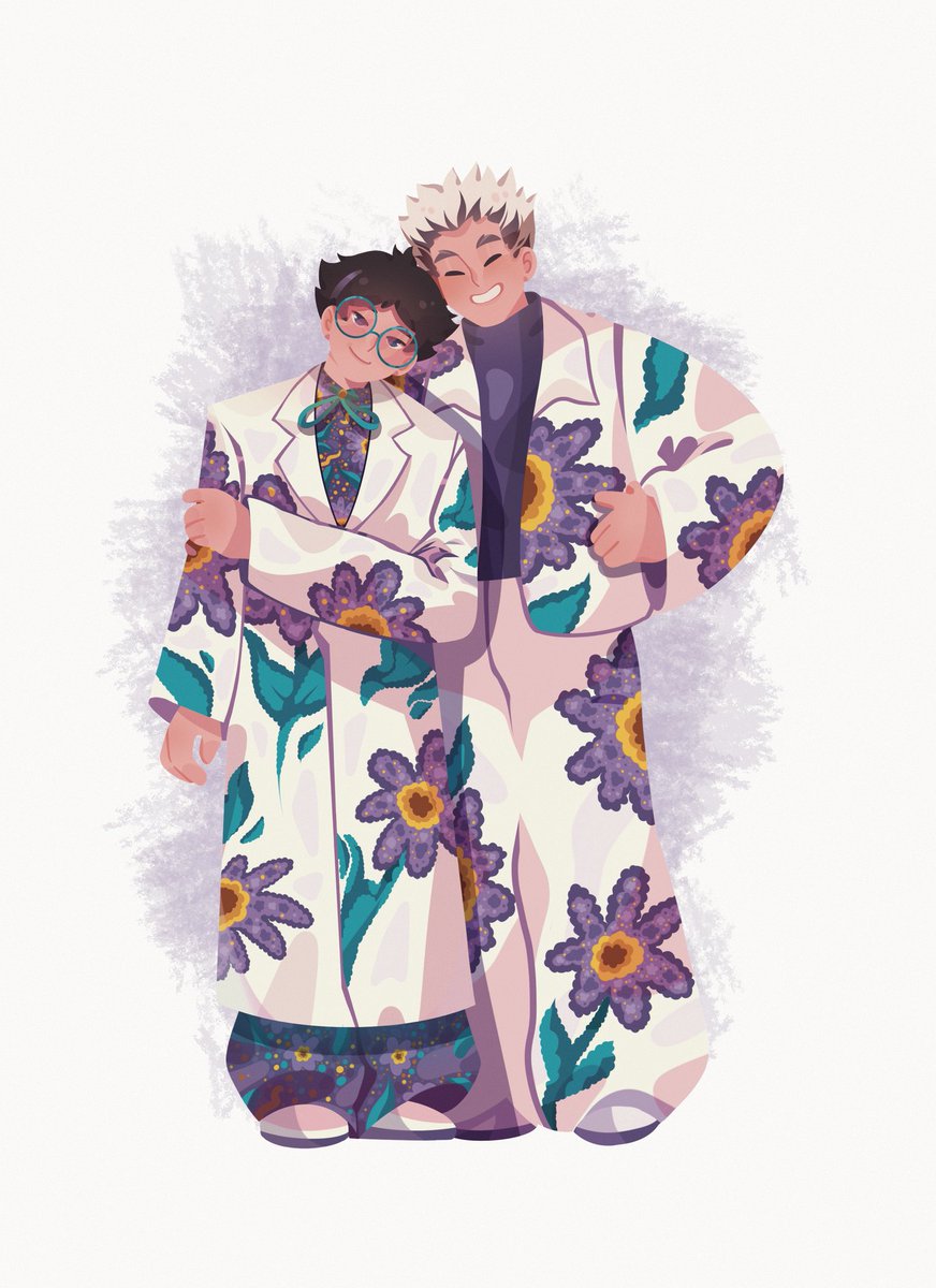 my piece for the <a href="/HqTrendsetter/">Trendsetter: A Haikyuu!! Fashion Zine - COMPLETED</a> zine!!
it was so fun to draw bokuaka in matching cute outfits 💖🥺

#bokuaka #Haikyuu