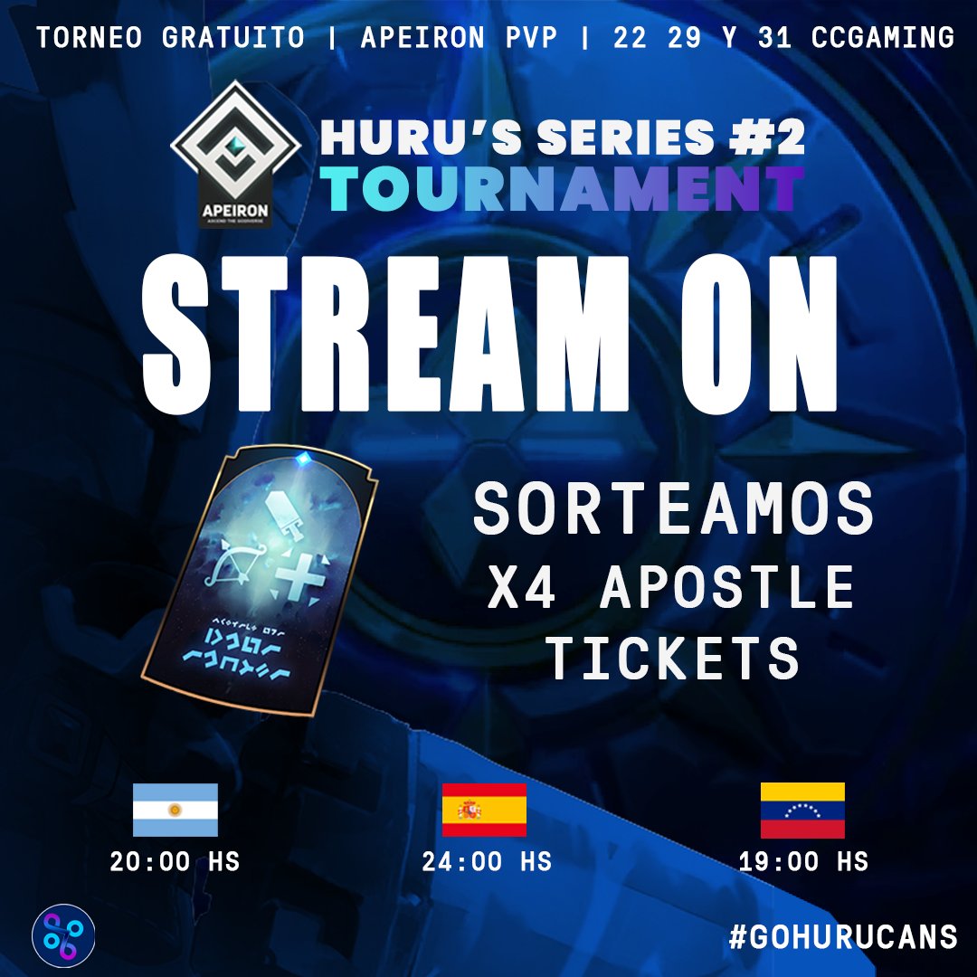 HuruGaming's tweet photo. ¡HOY ES DOMINGO DE @ApeironNFT !

La final del Huru's Series Tournament #2 esta al rojo vivo! 16 jugadores se enfrentan entre si para determinar quien es el mejor.

¿Queres ganarte apostoles? Participa de nuestra transmicion en vivo y podes ganarte tickets para tu equipo!

Castean @SonLenonidas y @wlcked__ en nuestro canal de Twitch: https://t.co/fC0zmVghgk