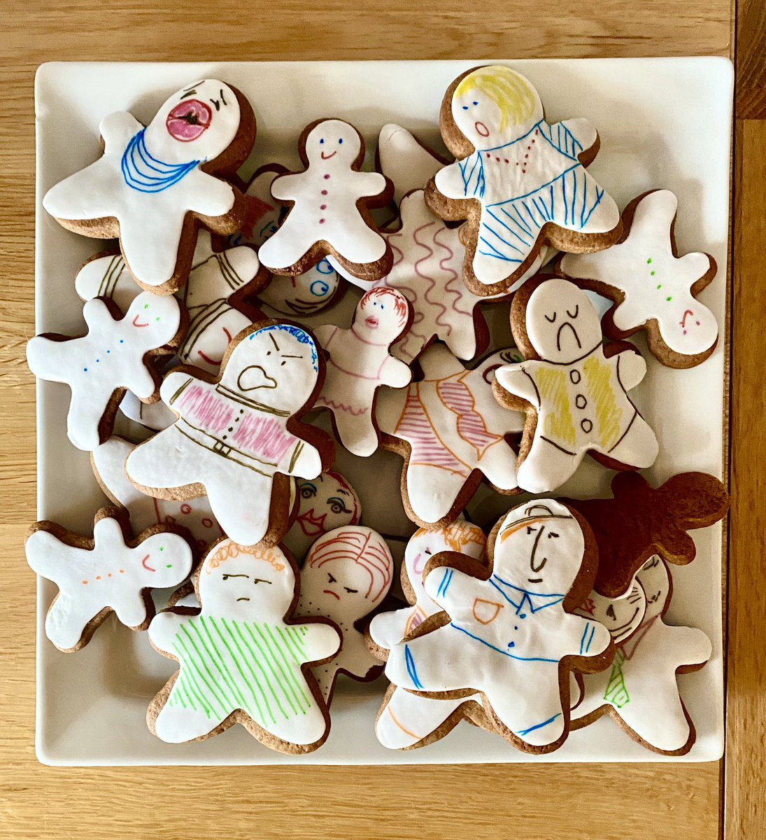 Easter for us is always an extended family affair. Siblings and the kids and their kids. I make the gingerbread men. I like to make them antsy. I figure being put in the oven and having to leg it out would give anyone the arsehole. A teaching opportunity, if anything.